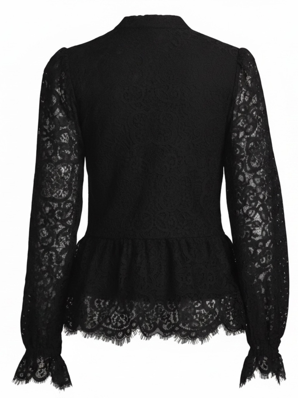 NWT Lilly Pulitzer Jacelynne Black Lace Peplum Blouse Long Sleeve SIZE M - Picture 4 of 8